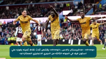 <p>✳️ <strong>كريستال بالاس..</strong> يقتنص ثلاث نقاط ثمينة بفوزه على أستون فيلا في الجولة الثالثة من الدوري الإنجليزي الممتاز</p>